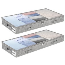 4 Inch Low Profile Under Bed Storage Drawer 2 Pack, Lightweight Underbed Clot...