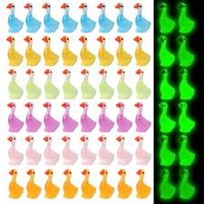 60pcs Mini Tiny Goose Statues, Luminous Resin Small Geese Micro Landscape Garden