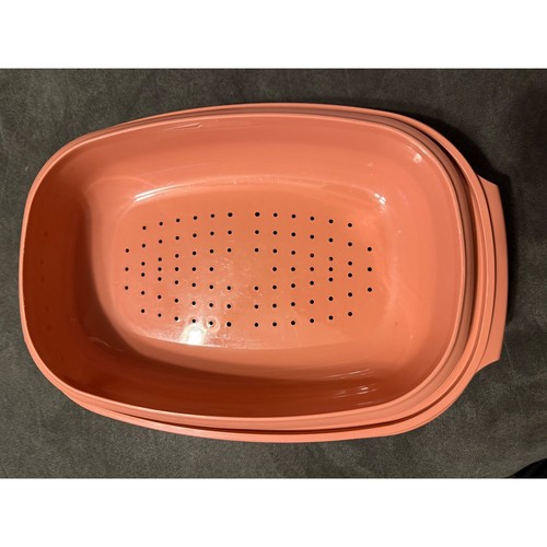 Tupperware Vaporiera per Microonde Piastra Riscaldante 6 Tazze 1.4 Rosa Corallo 1273-4 Colino - Foto 5 di 5