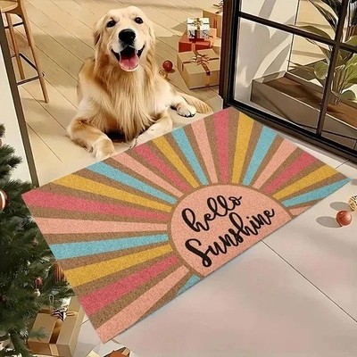 2D Non-Slip IndoorOutdoor Rubber Welcome Mat for Easter Minimalist Entry Decor