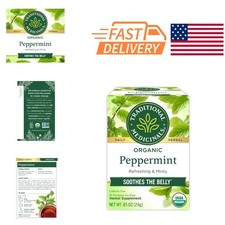 Peppermint Herbal Tea Bags 16 Count Organic Caffeine Free for Digestive Comfort
