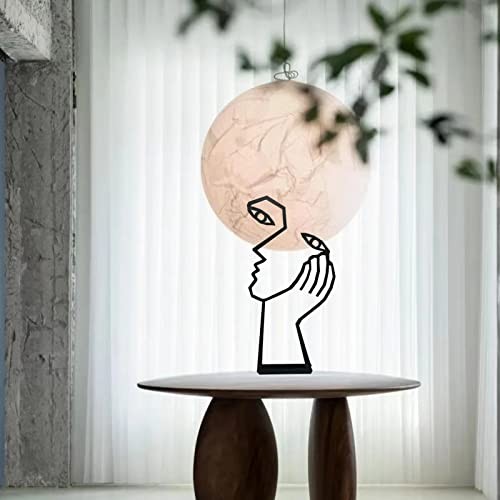 Thinker Statue Abstract Art Sculpture Home Decor, Metal Creative Face & Hand - Picture 3 of 7