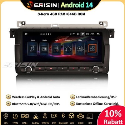 8.8  Android 14 Autoradio GPS DAB+ CarPlay SWC Für BMW E46 3er M3 Rover 75 MG ZT