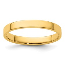 14k Yellow Gold 3mm Lightweight Flat Wedding Band Ring Size 9
