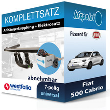 Für Fiat 500 Cabrio 15- WESTFALIA Anhängerkupplung abnehmbar + 7polig E-Satz neu