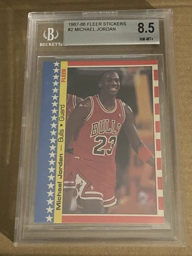 1987-88  Michael Jordan Sticker #2 Card Graded BGS 8.5 NM-MT+