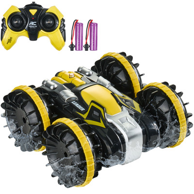 Amphibious Remote Control Car Boat 2.4 GHz 4WD RC Boat Kids Adults Yellow