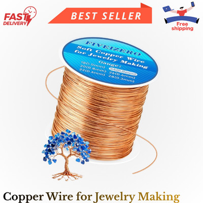 203ft 24 Gauge Copper Wire for Jewelry Making, Pure Dead Soft Bare Copper Wir...