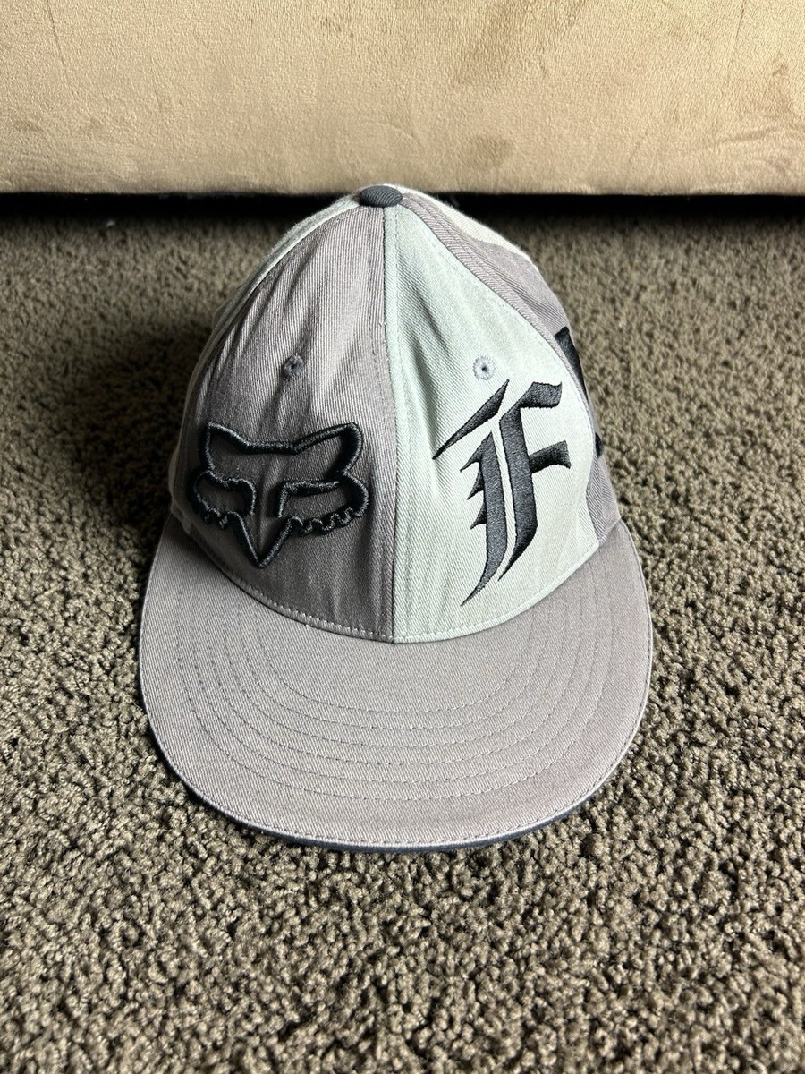FOX Riders Racing Co Spellout Hat Cap Flexfit S/M Gray Black