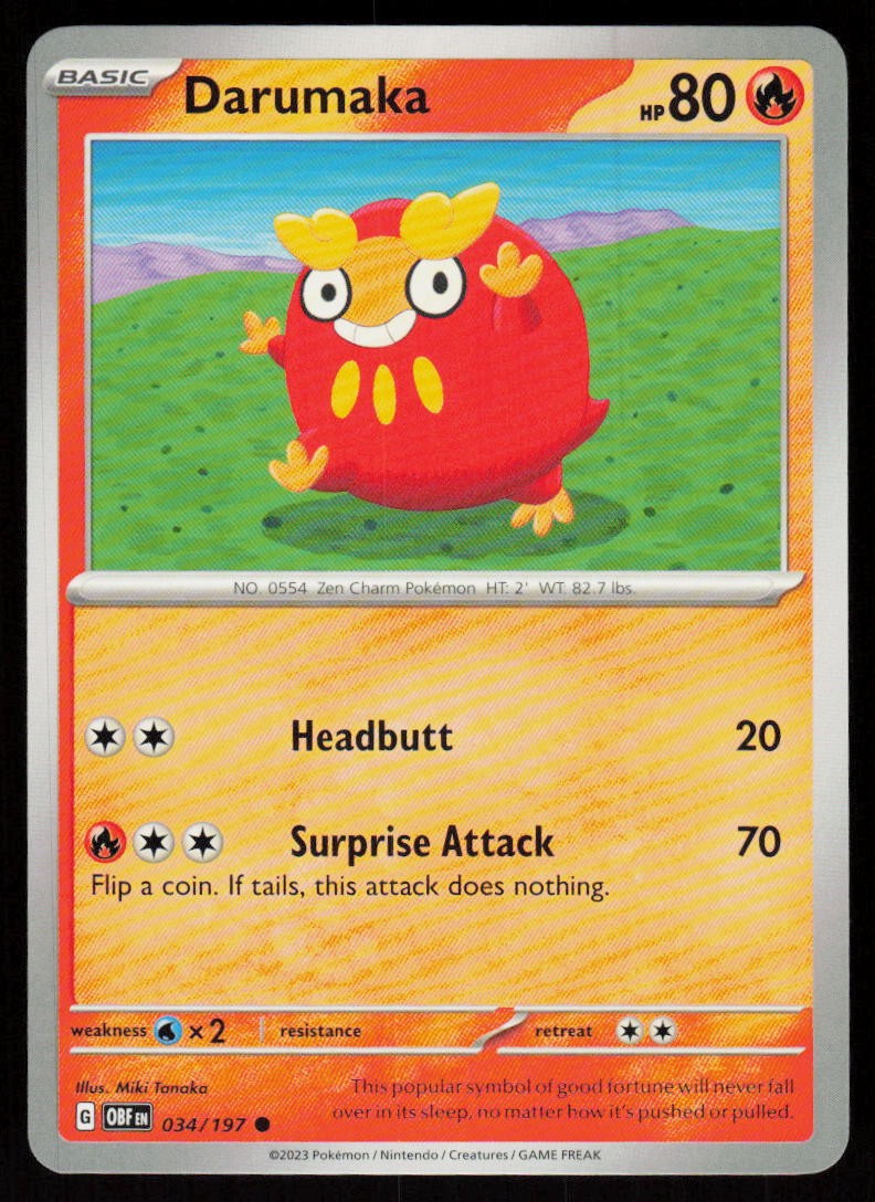 Darumaka 034/197 Common Obsidian Flames Pokemon Near Mint