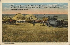 Advertising Threshing Scene the Wheat Fields Antique Original Vintage Postcard
