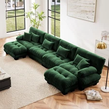 Living Room Chenille Ultra Soft Cloud Couch Sofa Set Lumbar Pillow w/O Ottoman