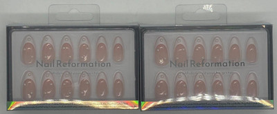 2PK Nail Reformation Press On Nails ~ Sugar Coated  ~ Glossy Pearl Medium Almond