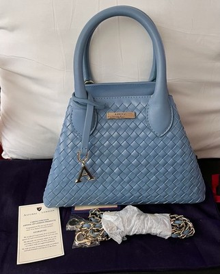 Aspinal Of London Paris Handbag Woven Cornflower Blue, New