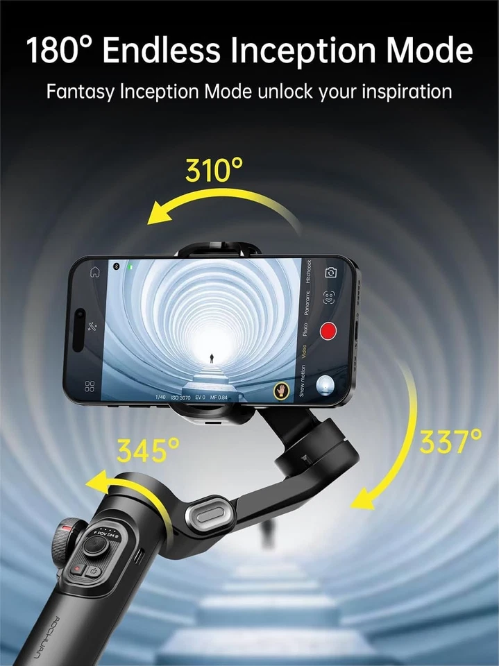 Phone Gimbal Stabilizer 3-Axis Smartphone Foldable Handheld Gimbal for iPhone wi - Image 4 of 4