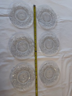 Set of six vintage pressed glass dessert plates Likely Duncan & Miller Sandwich
