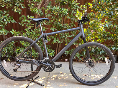 black bike, cannondale, road bike, good condition, lefty rigid fork