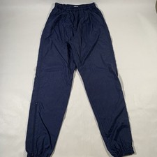 VTG 90s Nike Womens Small Nylon Windbreaker Pants Navy Blue Track Ankle Zip