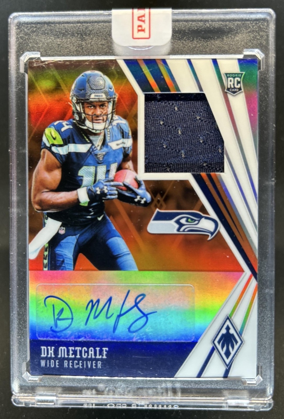 DK Metcalf Panini Phoenix Rookie Autograph Dual Jersey #DK Orange