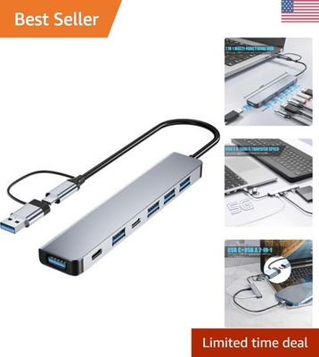Aluminum 7 in 1 USB C Hub - High-Speed Data Transfer for Multiple Devices