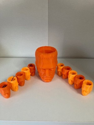 Frankenstein Monster Bucket Heads  Lot ,  One 3 inch + Ten 1 inch,   3D Printed