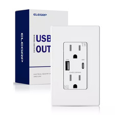 30-Watt Type a  Type C USB Duplex Wall Outlet for PD and QC, 15 Amp Receptacle,