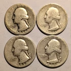 4-Coin Lot • Washington Quarters (1933-39) • 90% Silver • Ships Fast
