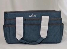 JJRING Small Craft/Art Organizer Tote Bag with Multiple Pockets Blue/Green