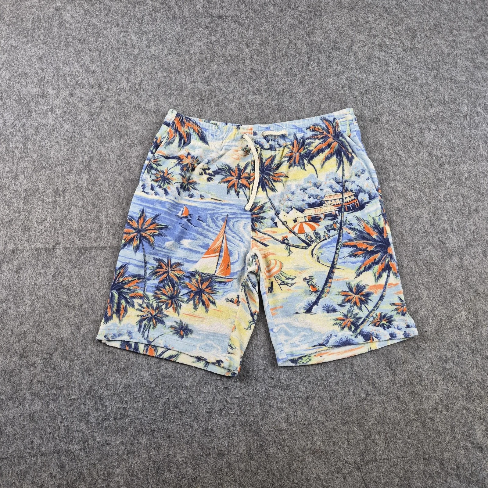 Polo Ralph Lauren Shorts Mens Small Blue Toweling Beach Sweat Summer Casual