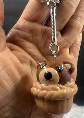Bear Keychain Polymer Clay Glazed Handmade