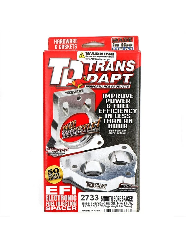 Trans-Dapt Throttle Body Spacer Smooth Bore 1 in Thick Gasket / Hardware (2733) - Image 2 of 4