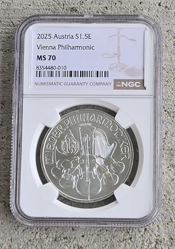 2025 AUSTRIA S1.5E VIENNA PHILHARMONIC ~ NGC Graded MS 70 Coin / Round