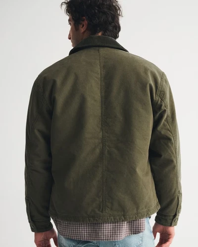 Abercrombie Canvas Fireman Clasp Jacket Olive Men's Workwear Coat image 8