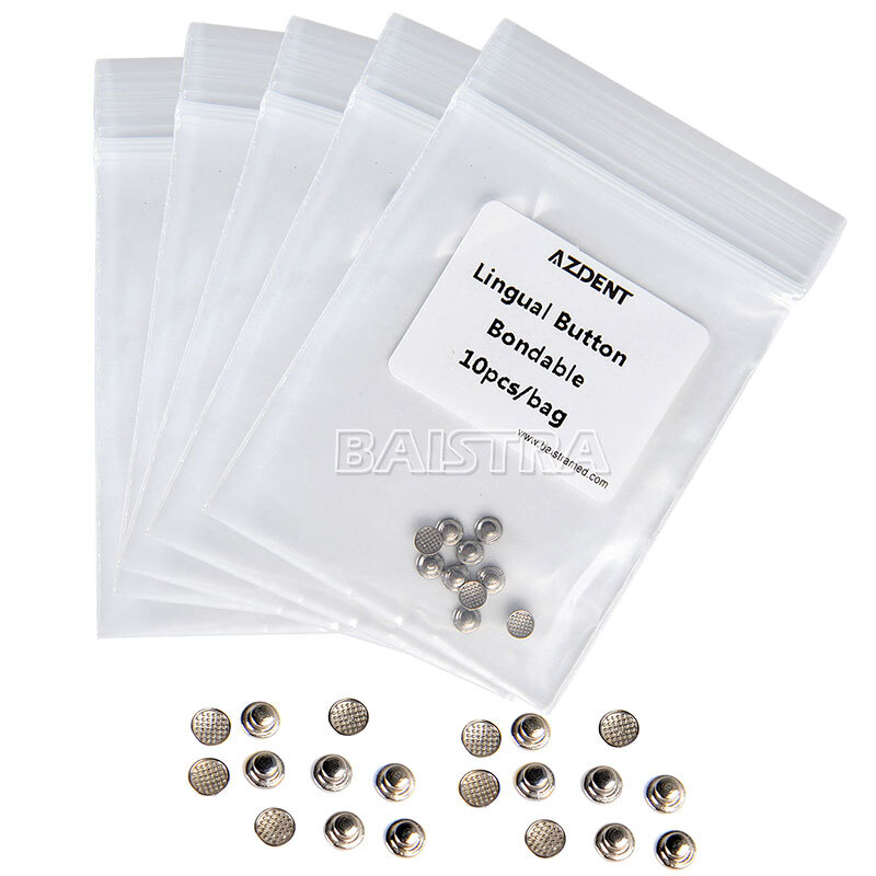 Dental Lingual Buttons - Bondable Round Base, 10pcs Per Pack (Orthodontic Use)