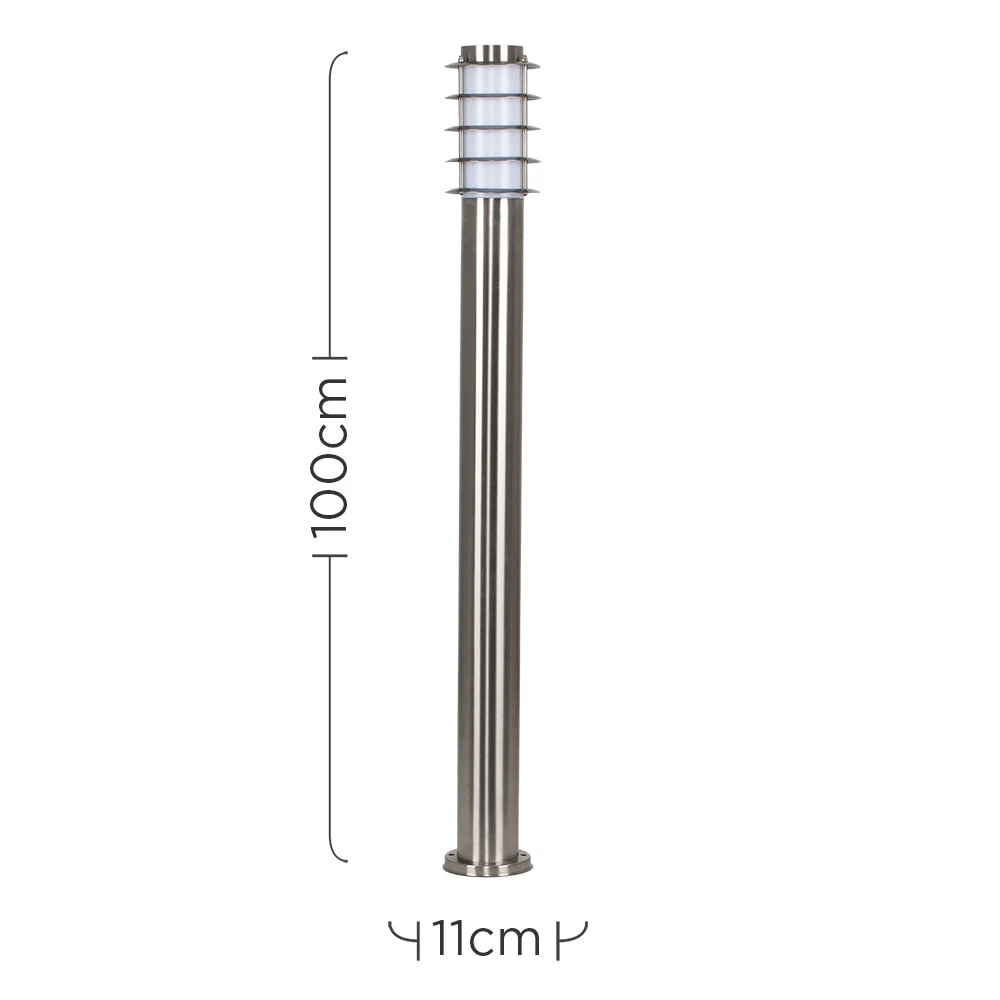 Modern Outdoor Garden Lighting IP44 Stainless Steel Bollard 450mm 1000mm Lights - Picture 5 of 10