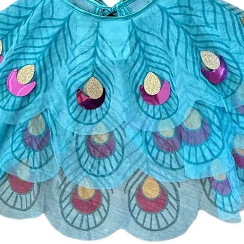 Disney Aladdin Little Girl's Turquoise Feather Cape w/Glitter - NEW - Picture 4 of 4