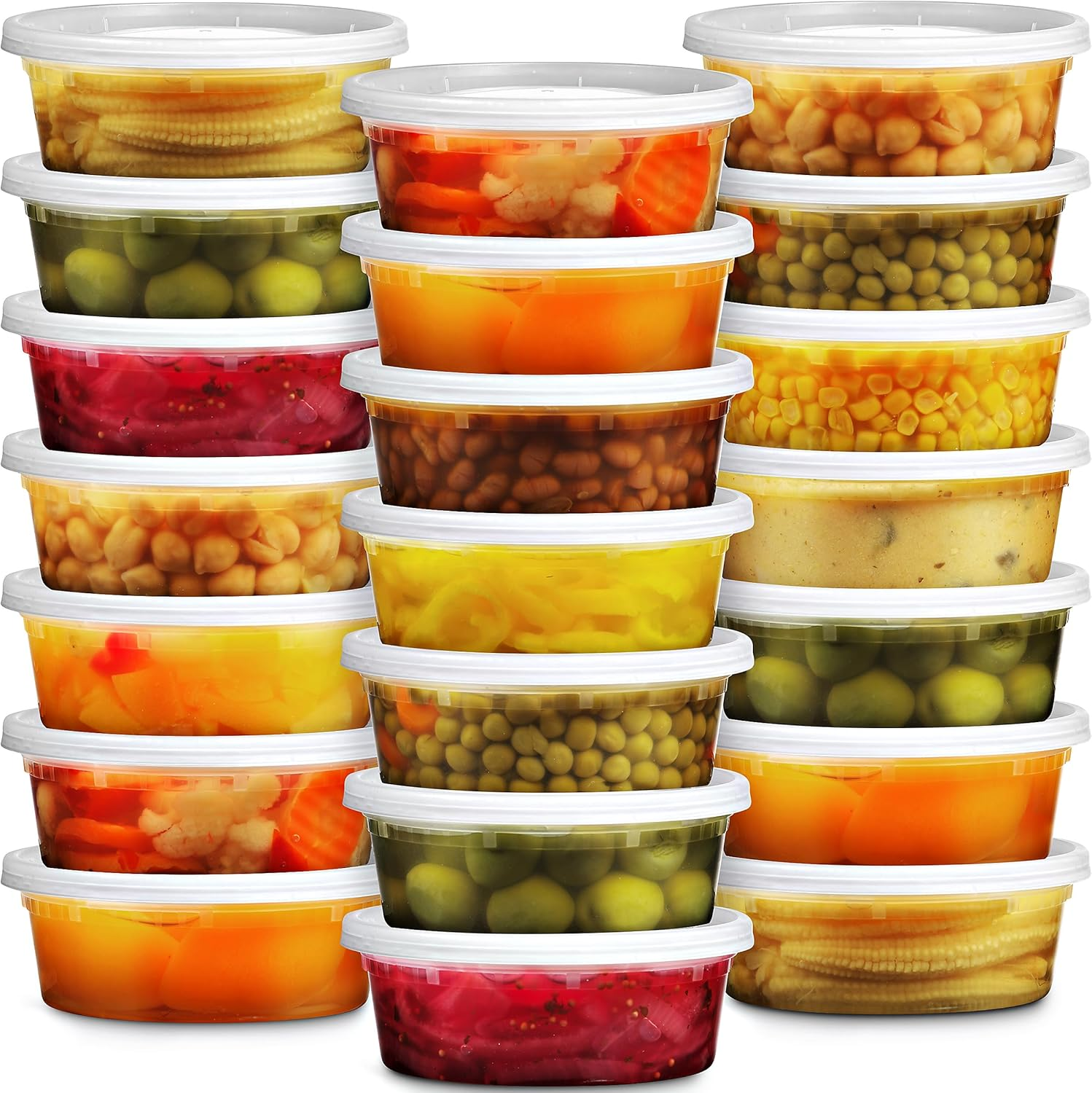 8 Oz Deli Food Containers with Lids - 60 Sets for Snacks & Takeout
