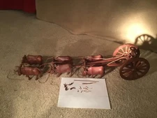 Primitive Folk Art Wood Handmade Carved Oxen Cart Hay Wagon