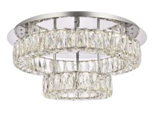 Crystal Flush Mount Chandelier LED Chrome Foyer Living Dining Room Kitchen 22"