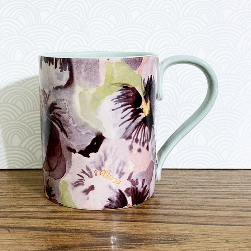 Anthropologie Livia Violet Coffee Mug 12 oz Purple Floral - Picture 1 of 9