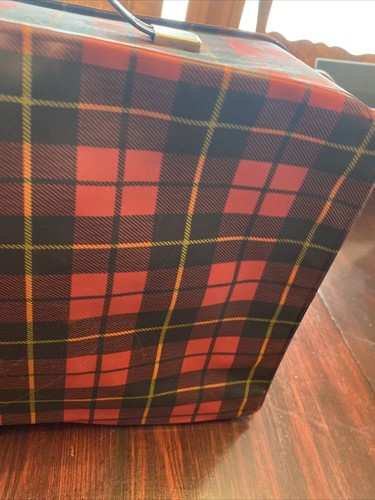 Vintage Barbie Black Red Plaid Suitcase Plastic / Vinyl 14 x 9 x 4.5" - Bild 3 von 6