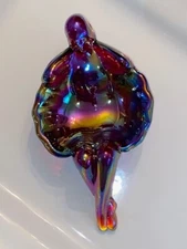 Mosser Glass USA Bathing Beauty Soap Dish Iridescent Red Carnival New