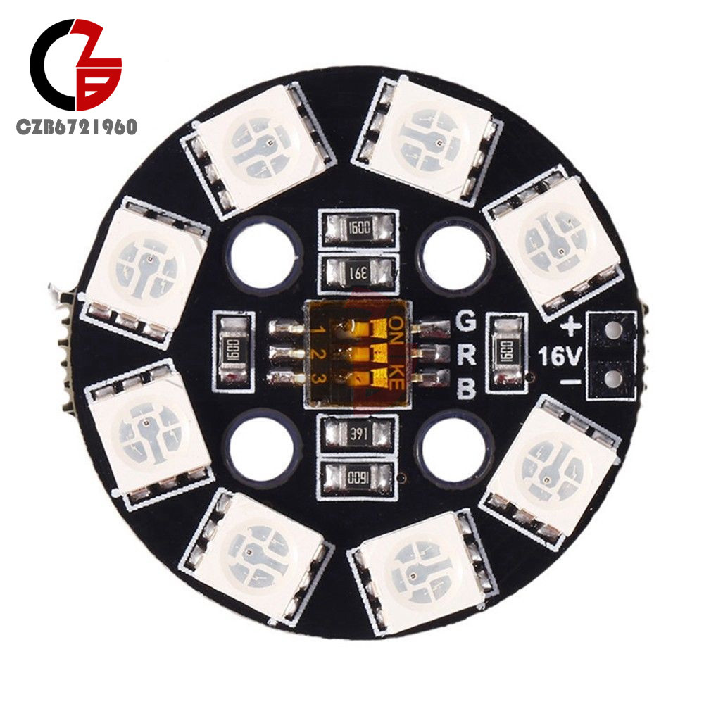7 Colors X8/16V RGB LED Light Round Board For FPV Multicopter Drone ...
