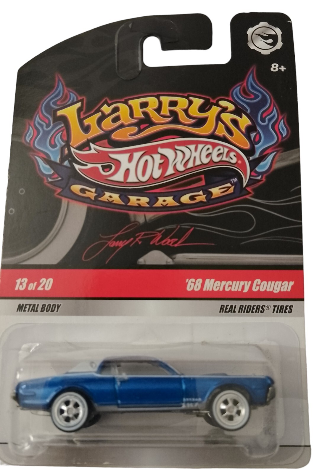 2009 Hot Wheels LARRY'S Garage '68 Mercury Cougar #13 w/ Real Rider Tires   Blue