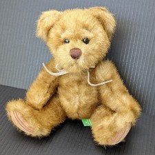 First and Main Minky Teddy Bear Plush Stuffed Animal Leather Bow Machine Wash