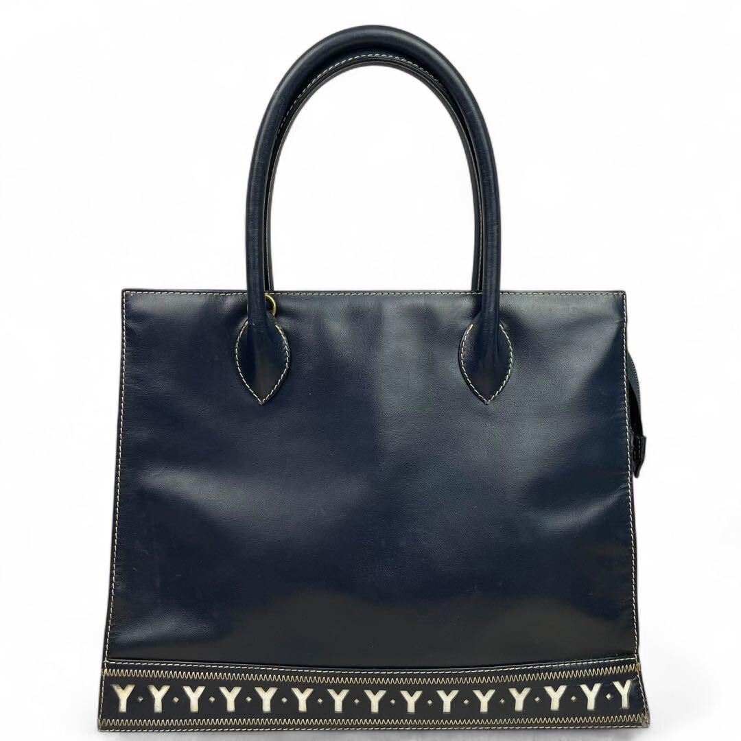 Borsa tote Yves Saint Laurent taglio Y pelle tracolla blu navy usata