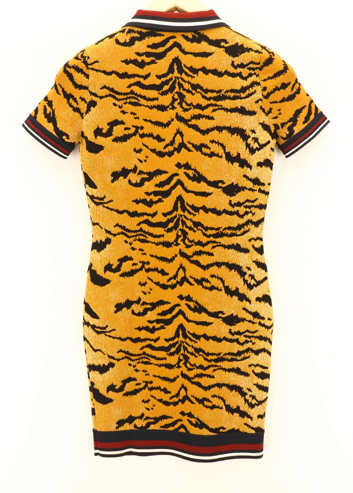 Abito donna DSQUARED2 S giallo marrone stampa animalier manica corta colletto mini