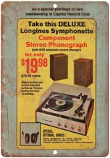 Logines Symphonette Stereo Phonograph Ad Vintage Reproduction  Metal Sign D121