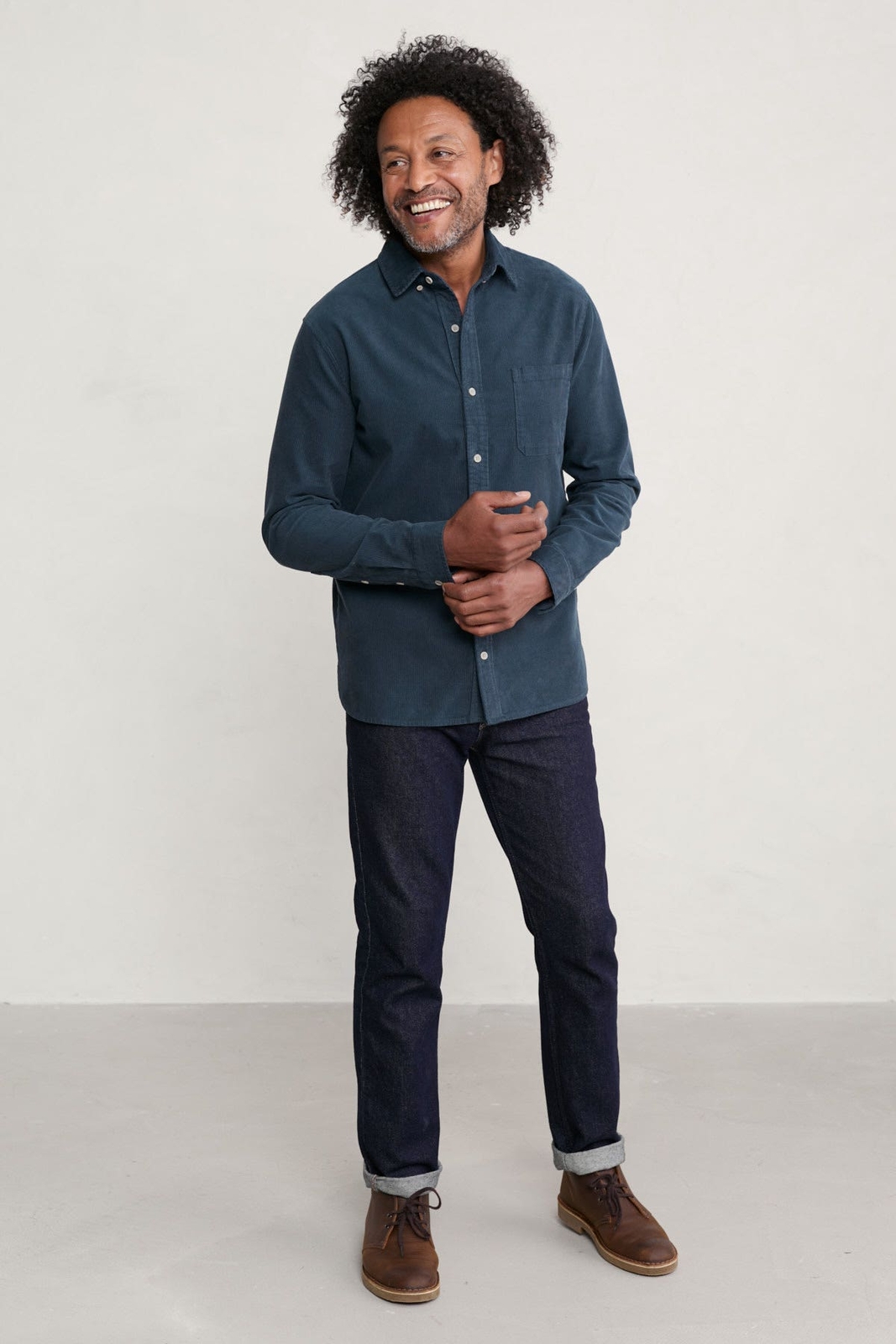 Seasalt Men's Shirt navy Men's Cannis Cord Shirt Regular Admiral