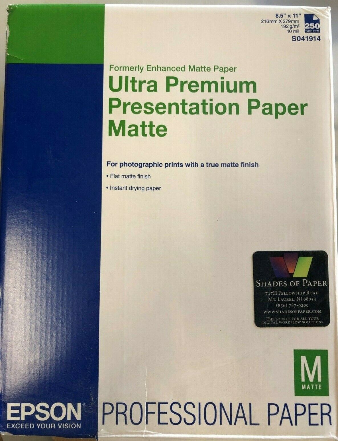 Epson Matte 8.5” X 11” Premium Presentation paper Proof Line Matte 184 Sheets
